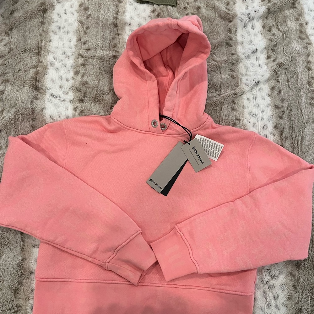 Palm angels all over print Hooded Sweatshirt crop